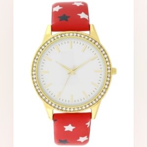 Holiday Lane Women's Star Faux Leather Strap Watch 40mm